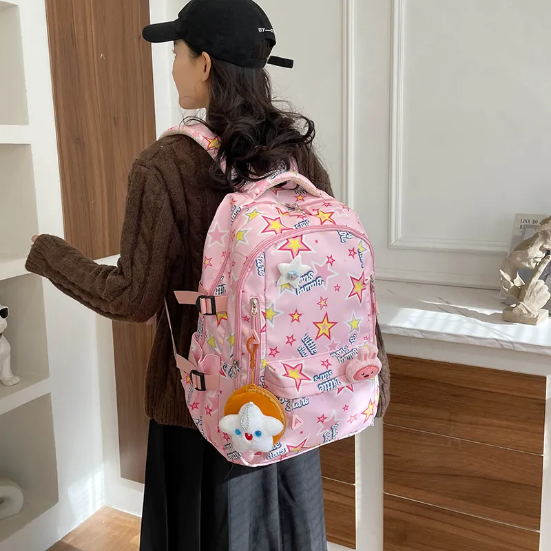AIBAG Nylon Backpack Unisex White/black/pink/purple/blue-14