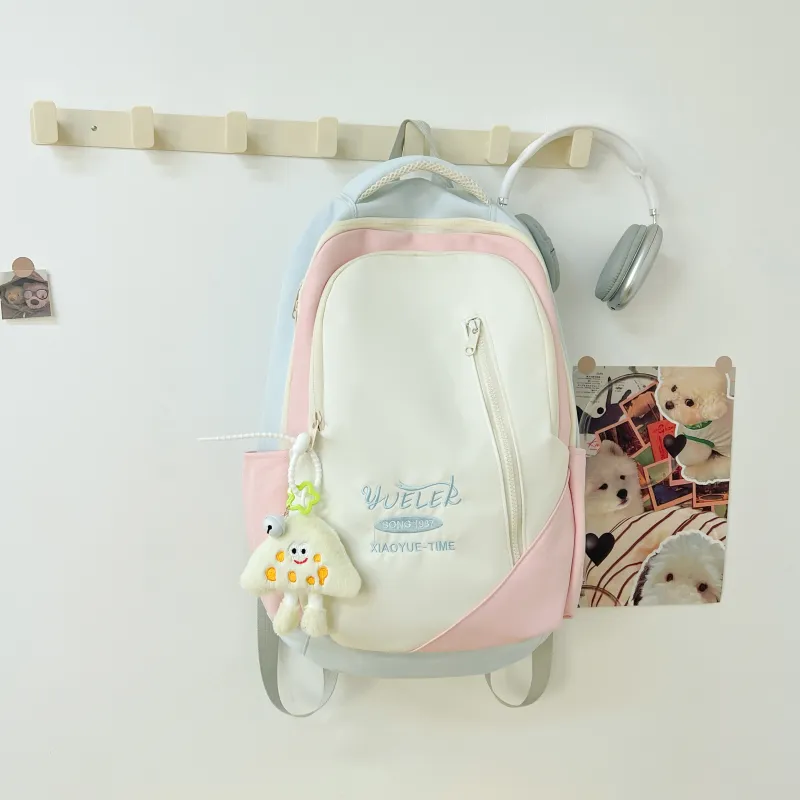 AIBAG Nylon Backpack Unisex Yellow/Green/Blue/Pink/Black-8