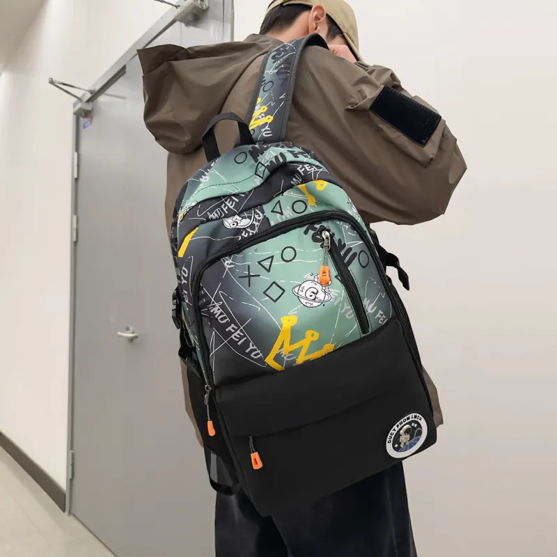 AIBAG Nylon Backpack Men's Gray/Green/Blue-11