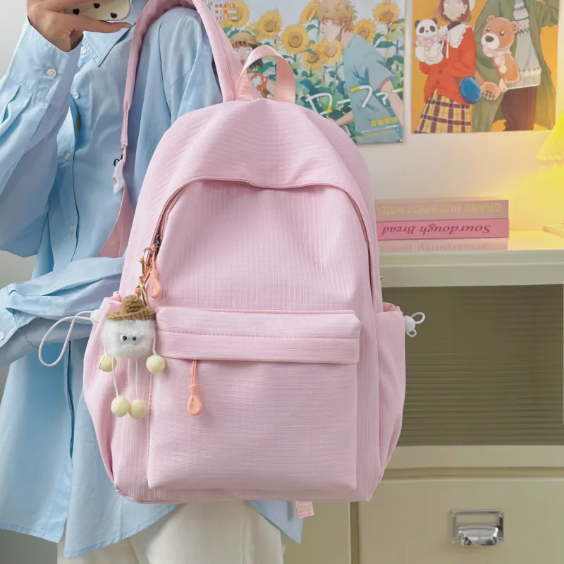 AIBAG Nylon Backpack Unisex White/Black/Pink/Green/Blue-14