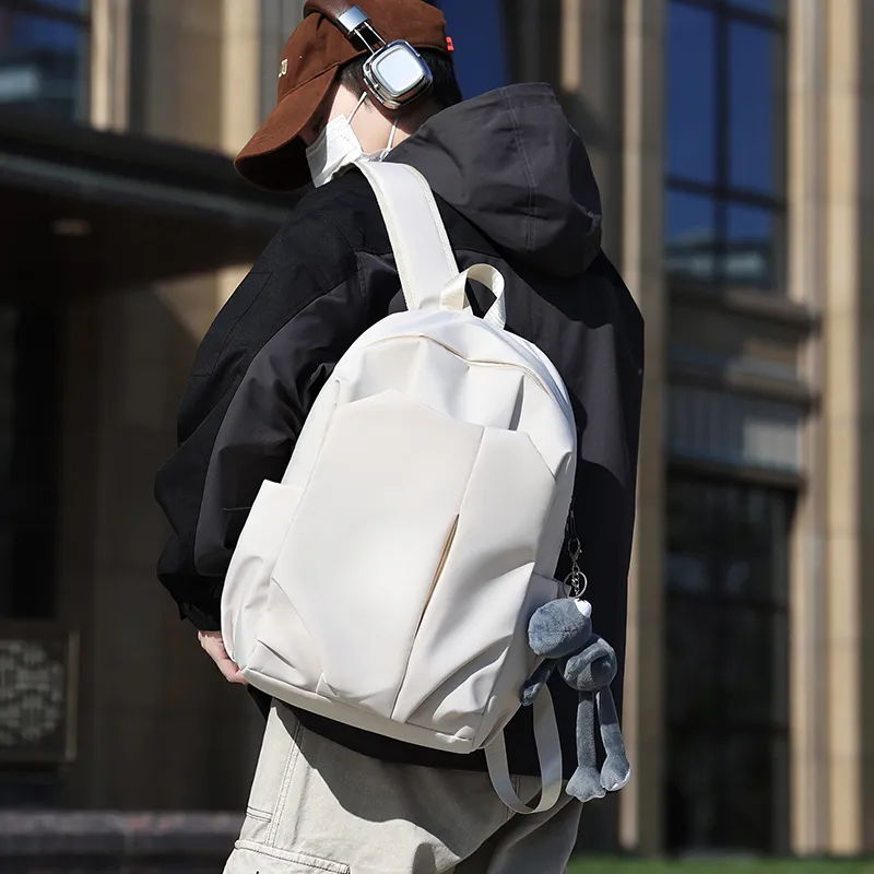 AIBAG Nylon Backpack Unisex White/Black/Gray/Red-1