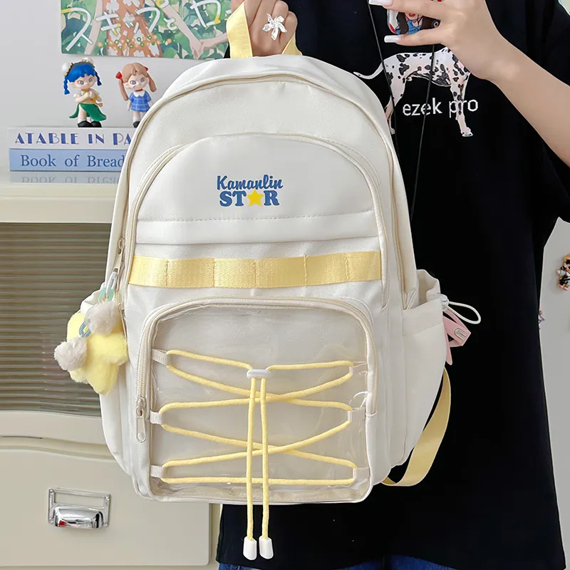 AIBAG Nylon Backpack Unisex Blue/Yellow/Black/White-27