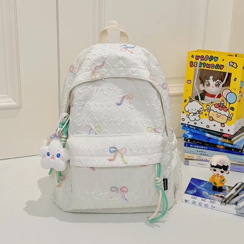 AIBAG Nylon Backpack Women's White/Black/Purple/Green/Blue/Pink-1