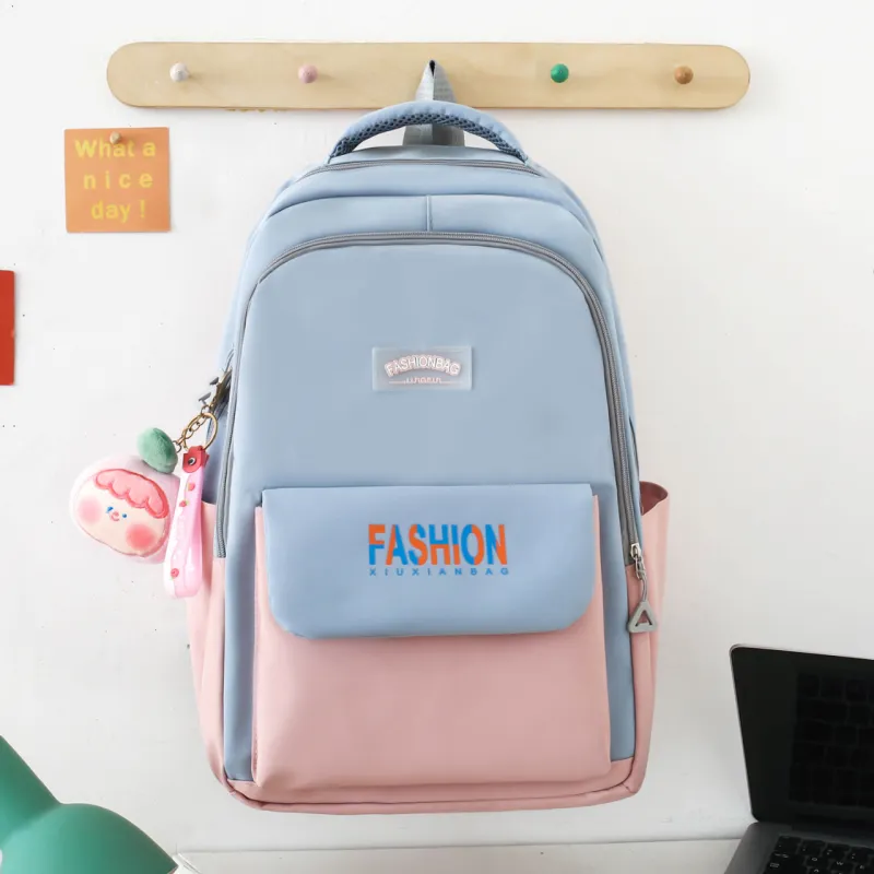 AIBAG Nylon Backpack Unisex Black/Green/Blue/Pink-16