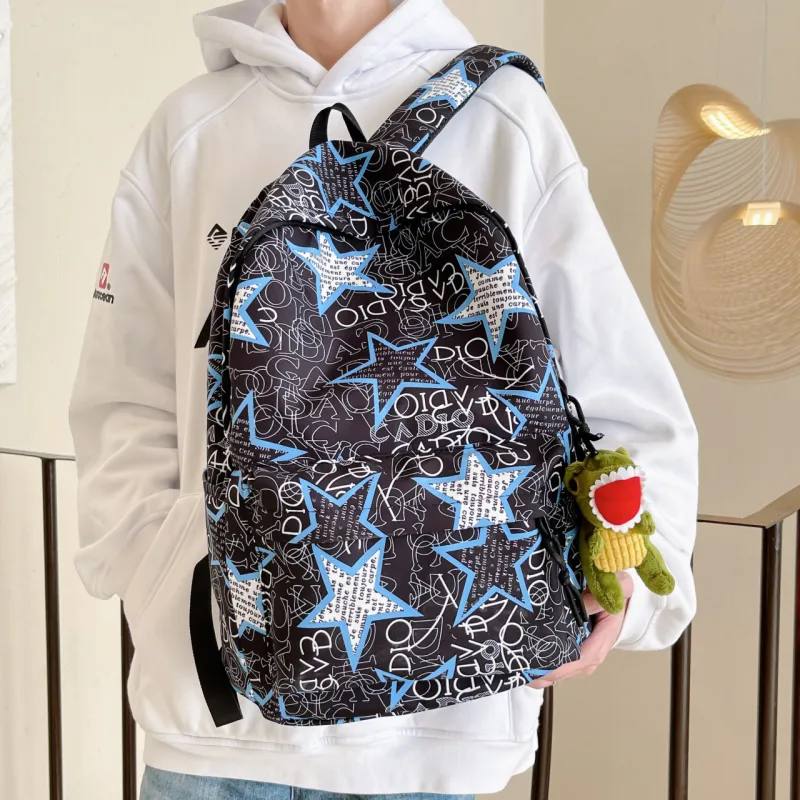 AIBAG Nylon Backpack Unisex Black Gray/Black Green/Black Blue/Black Yellow/White/Khaki-13