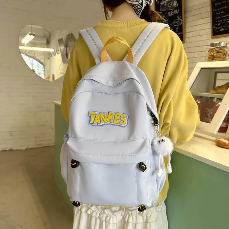 AIBAG Nylon Backpack Unisex Black/Yellow/Khaki/Light Blue-21