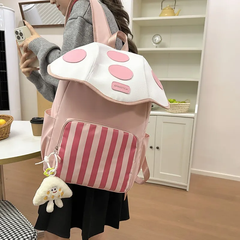 AIBAG Nylon Backpack Women's Pink/Khaki/Dark Brown-2