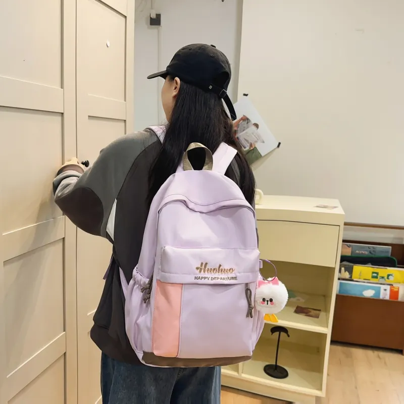 AIBAG Nylon Backpack Unisex White/Black/Purple/Khaki/Blue-15
