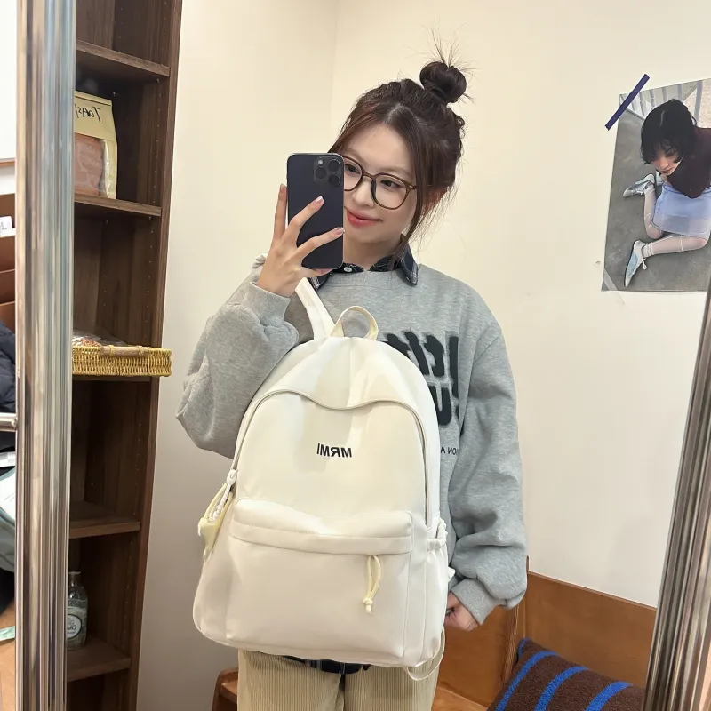 AIBAG Nylon Backpack Unisex White/Black-4