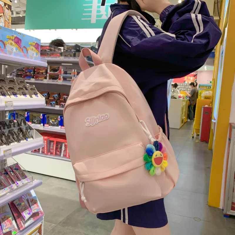 AIBAG Nylon Backpack Unisex White/Black/Blue/Pink-21