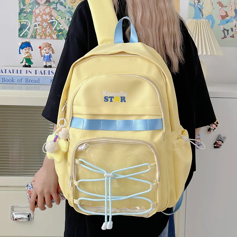 AIBAG Nylon Backpack Unisex Blue/Yellow/Black/White-11