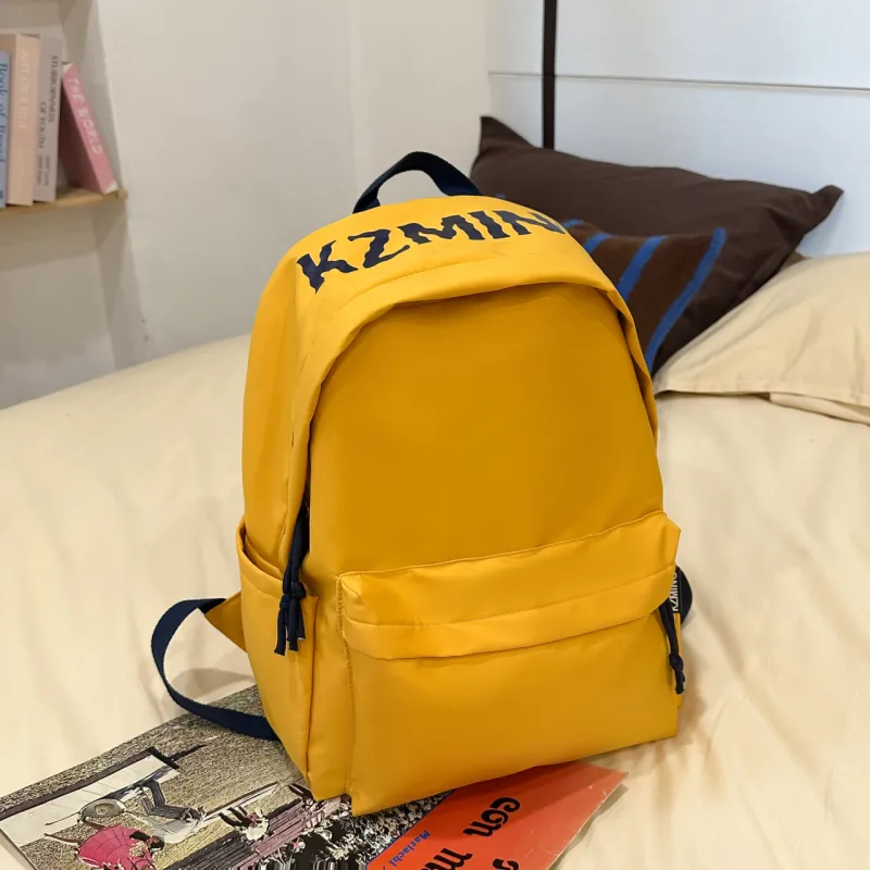 AIBAG Nylon Backpack Unisex Black/Red/Yellow/Navy Blue-11