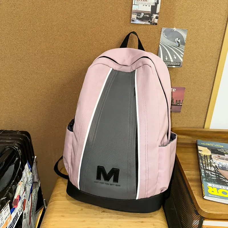 AIBAG Nylon Backpack Unisex Ecru/Black/Pink-18