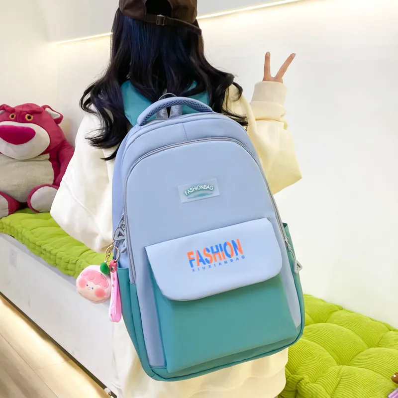 AIBAG Nylon Backpack Unisex Black/Green/Blue/Pink-3