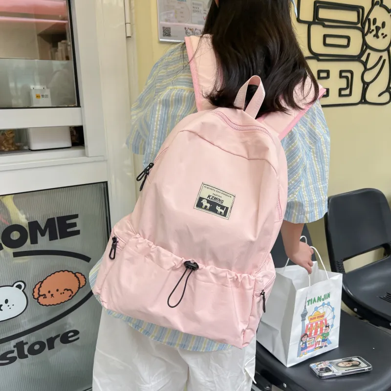 AIBAG Composite Cloth Backpack Unisex White/Black/Pink/Violet-9