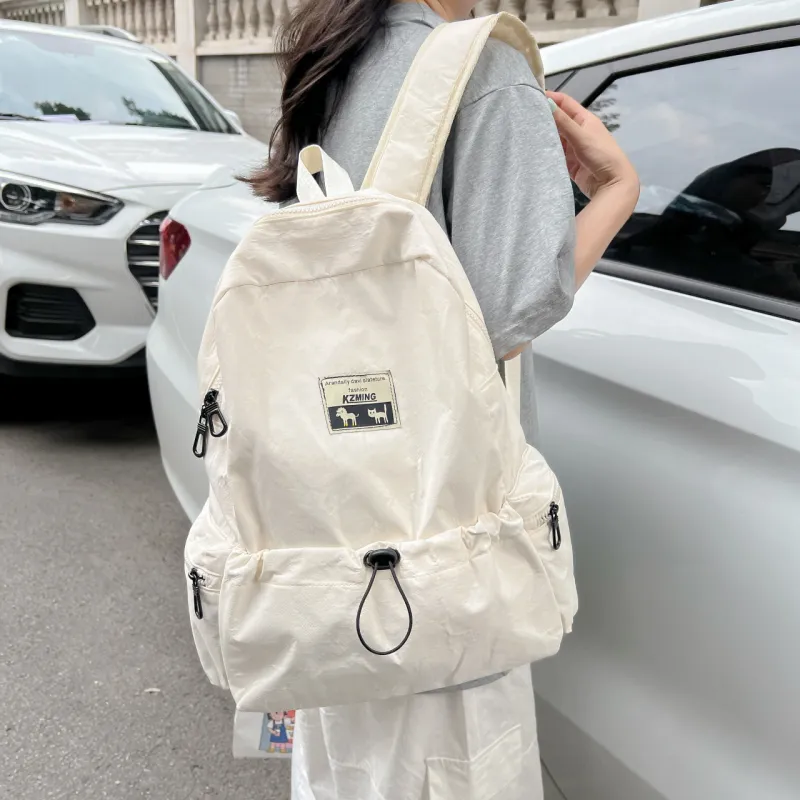 AIBAG Composite Cloth Backpack Unisex White/Black/Pink/Violet-4