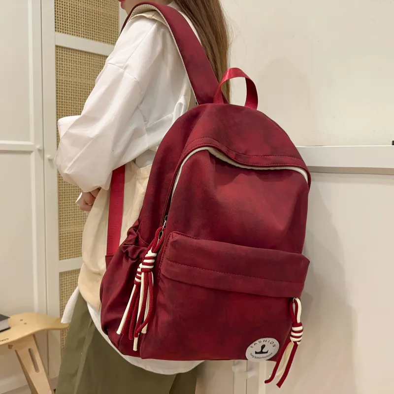 AIBAG Nylon Backpack Unisex Black/Pink/Red/Khaki/Green-10
