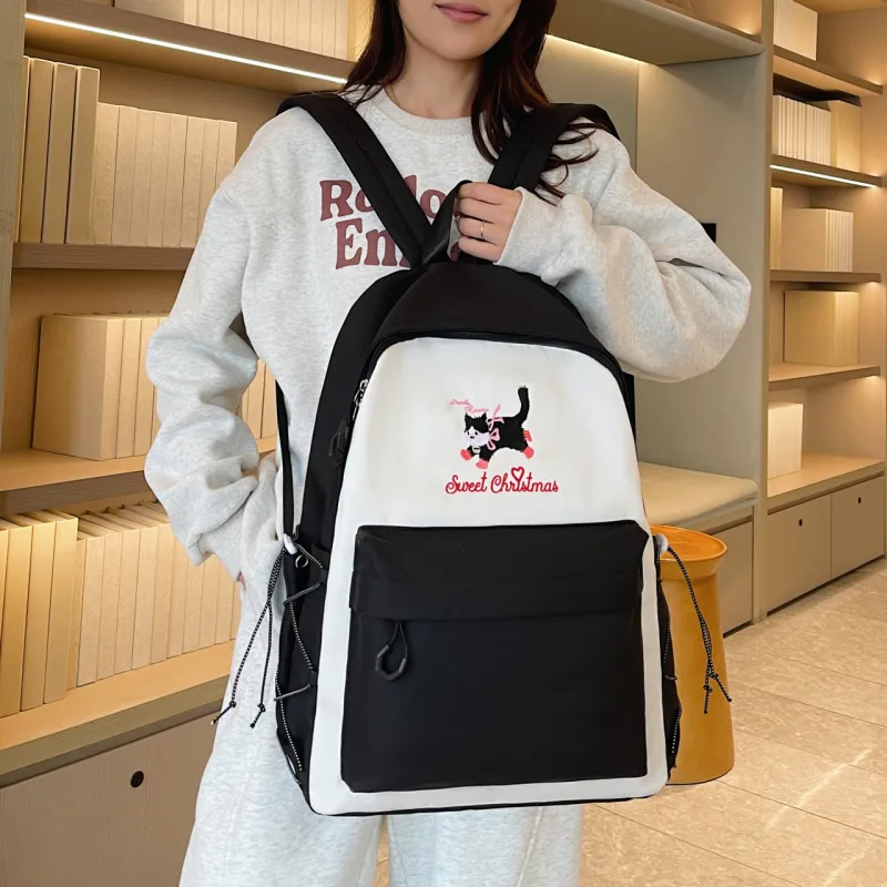 AIBAG Canvas Backpack Unisex White/Grey/Black/Orange-17
