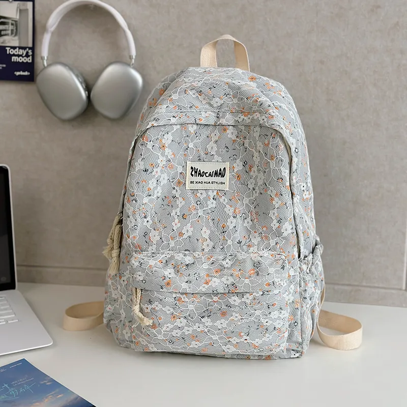 AIBAG Polyester Backpack Unisex White/Gray/Black-6