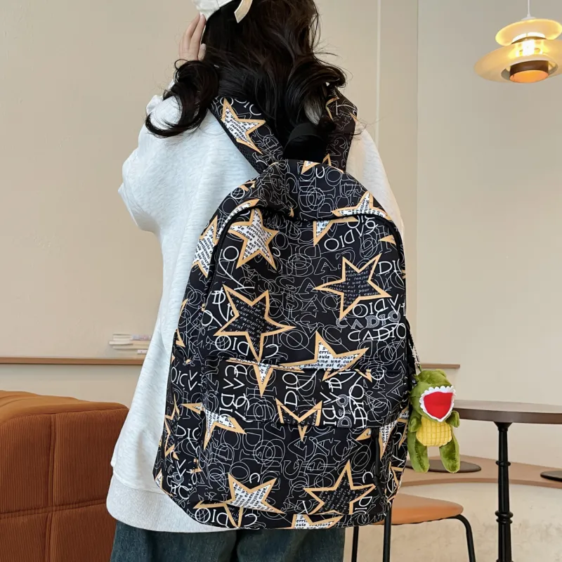 AIBAG Nylon Backpack Unisex Black Gray/Black Green/Black Blue/Black Yellow/White/Khaki-17