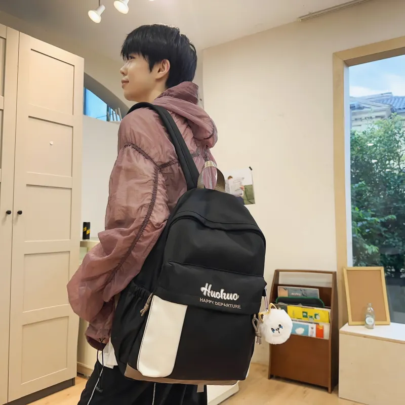 AIBAG Nylon Backpack Unisex White/Black/Purple/Khaki/Blue-10