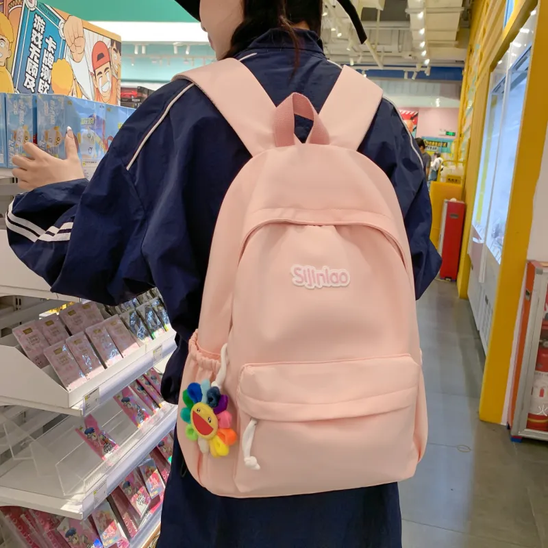 AIBAG Nylon Backpack Unisex White/Black/Blue/Pink-18