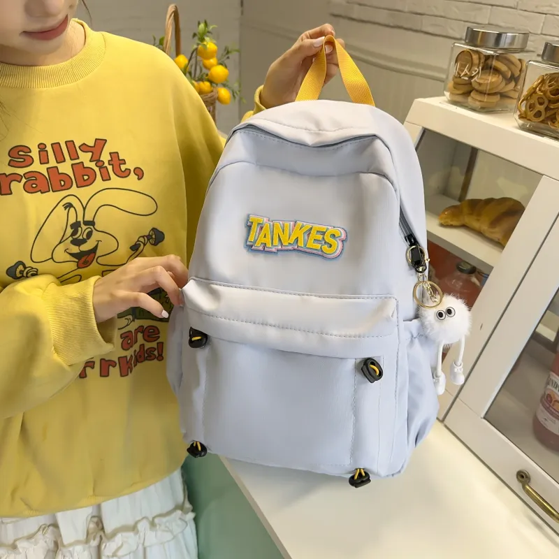 AIBAG Nylon Backpack Unisex Black/Yellow/Khaki/Light Blue-22