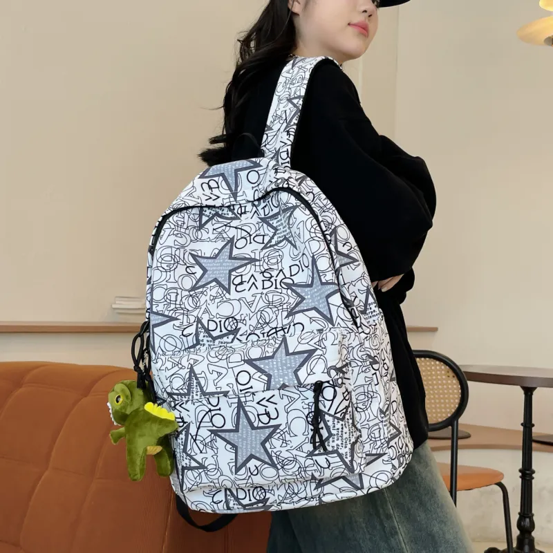 AIBAG Nylon Backpack Unisex Black Gray/Black Green/Black Blue/Black Yellow/White/Khaki-27