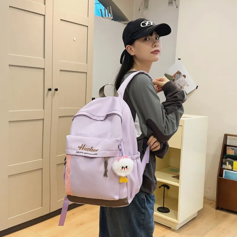 AIBAG Nylon Backpack Unisex White/Black/Purple/Khaki/Blue-18