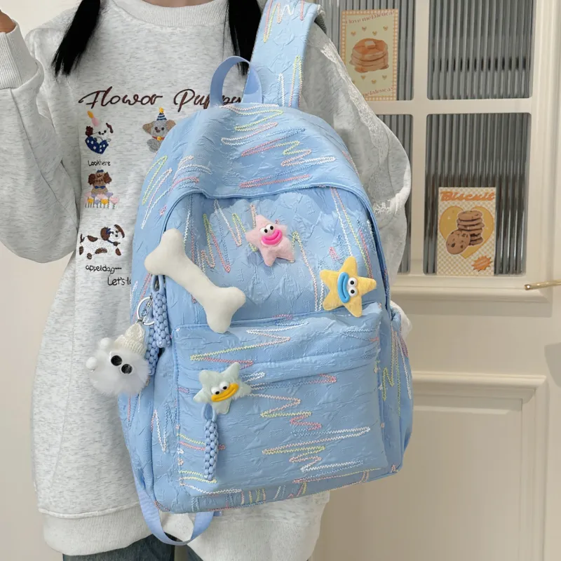 AIBAG Nylon Backpack Unisex White/Black/Yellow/Blue/Pink-21