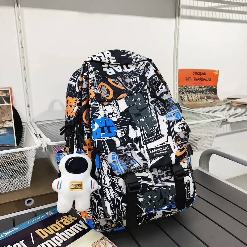 AIBAG Nylon Backpack Unisex White Orange/White Blue/White Gray/Black Blue/Black Gray-15