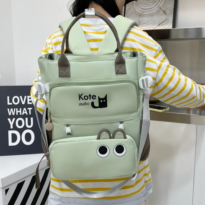 AIBAG Fabric Backpack Unisex Black/Pink/Green/Khaki/Lake Blue-22