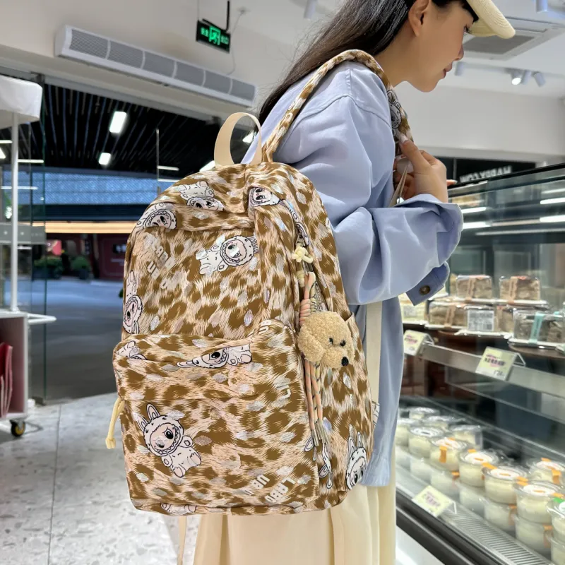 AIBAG Printed And Gold Stamped Fabric Backpack Unisex Multicolor-13