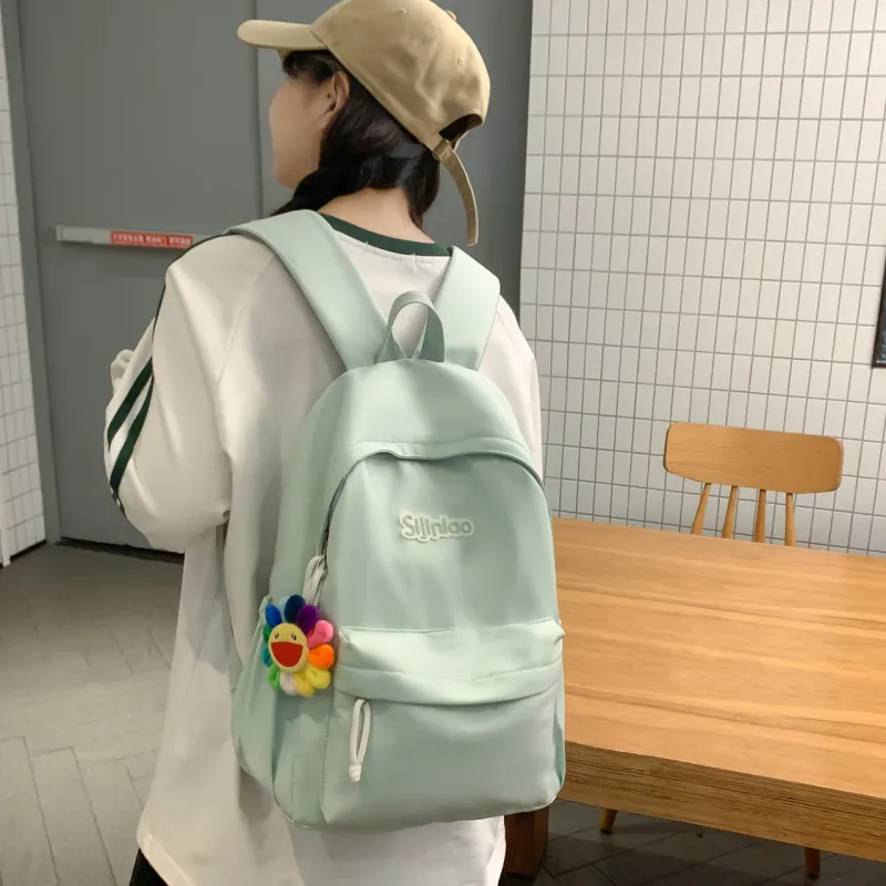 AIBAG Nylon Backpack Unisex White/Black/Blue/Pink-12