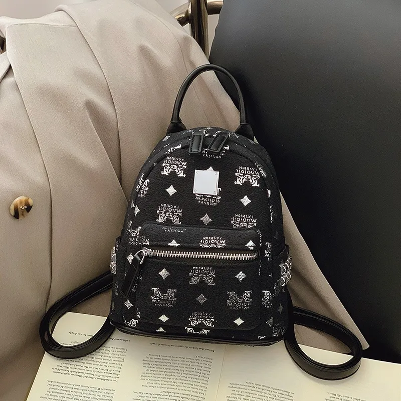 AIBAG PU Backpack Unisex White/Black/Coffee-9