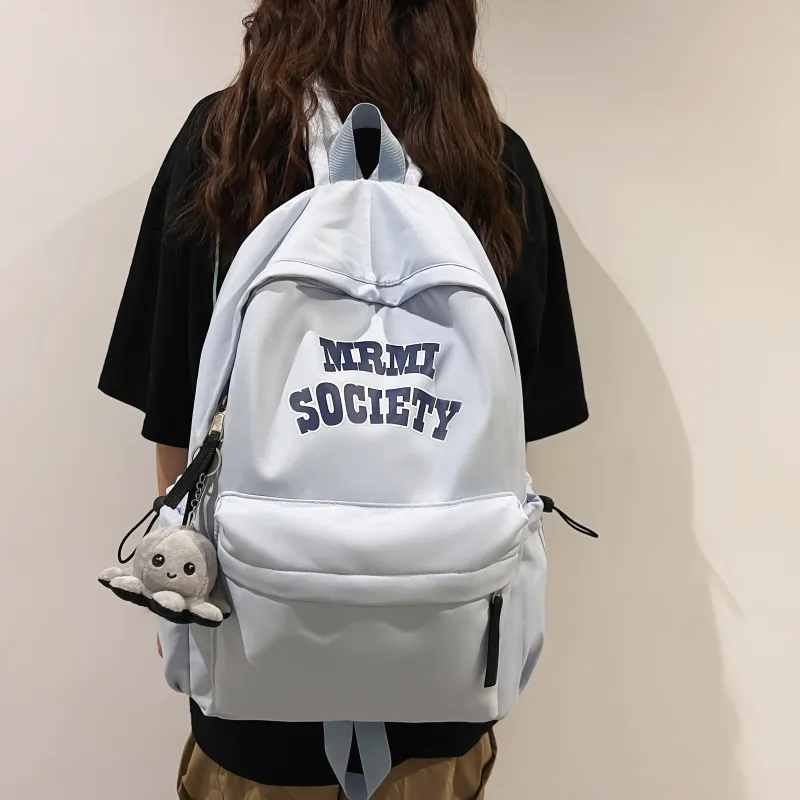 AIBAG Nylon Backpack Unisex Ecru/Black/Burgundy/Light Blue-21