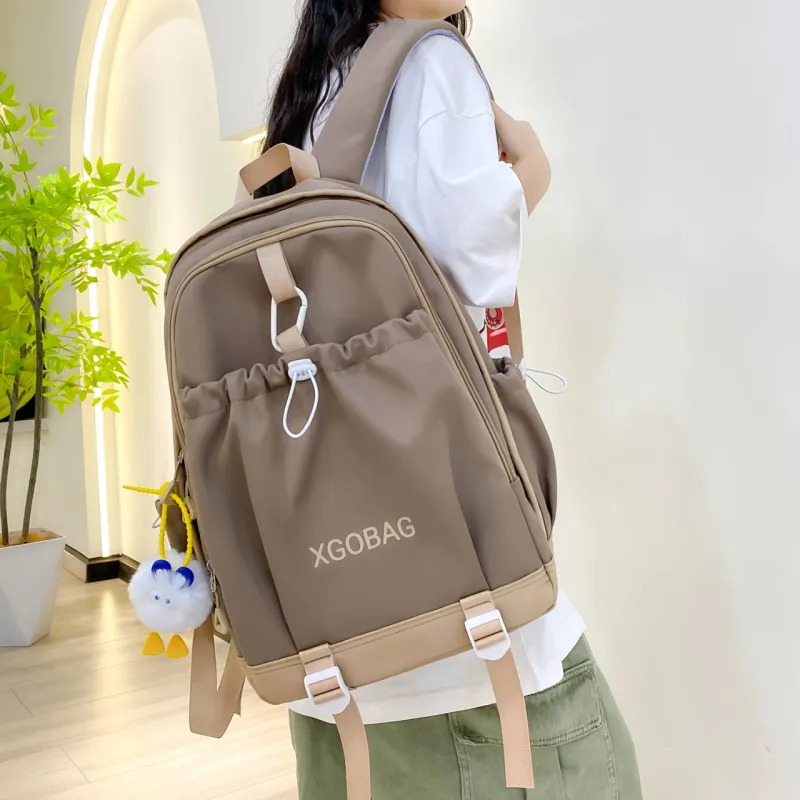AIBAG Nylon Backpack Unisex White/Black/Purple/Yellow/Green/Brown-21