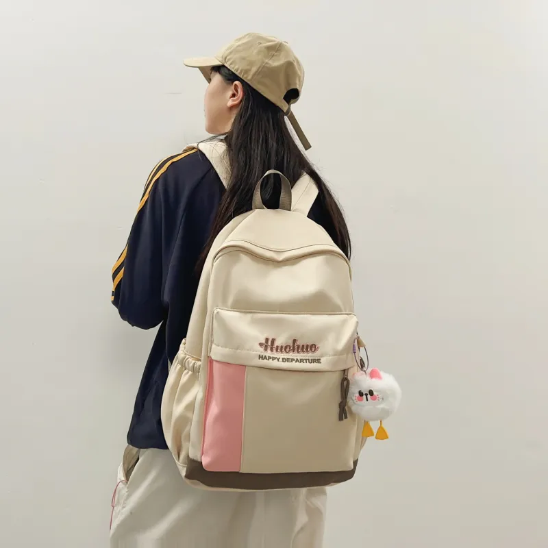 AIBAG Nylon Backpack Unisex White/Black/Purple/Khaki/Blue-2