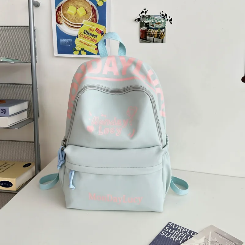 AIBAG Nylon Backpack Unisex White/Black/Pink/Purple/Blue-22