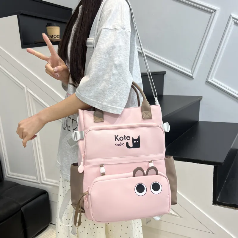 AIBAG Fabric Backpack Unisex Black/Pink/Green/Khaki/Lake Blue-10