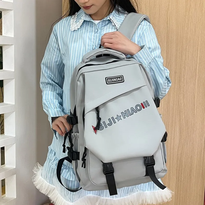 AIBAG Oxford Backpack Unisex Gray/Black/Red/Green/Blue/White-27