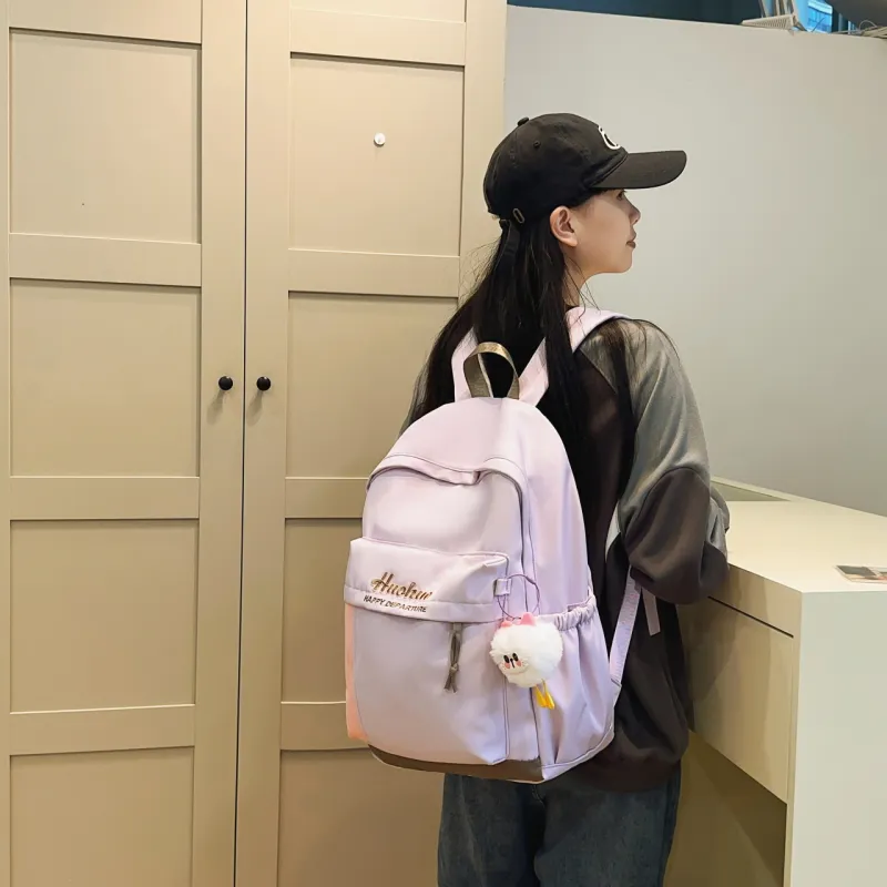AIBAG Nylon Backpack Unisex White/Black/Purple/Khaki/Blue-16
