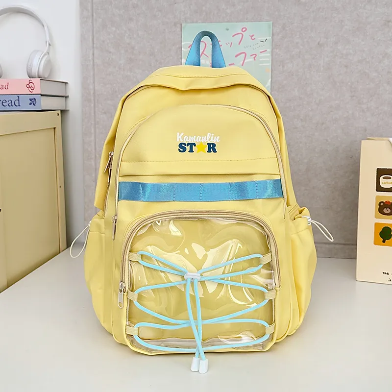 AIBAG Nylon Backpack Unisex Blue/Yellow/Black/White-8