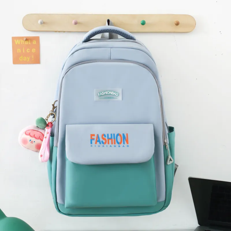 AIBAG Nylon Backpack Unisex Black/Green/Blue/Pink-2
