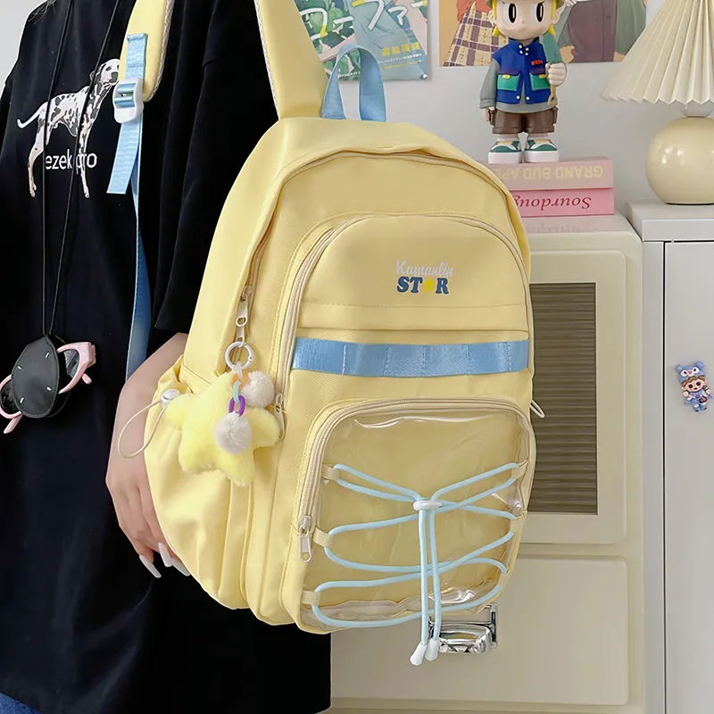 AIBAG Nylon Backpack Unisex Blue/Yellow/Black/White-12