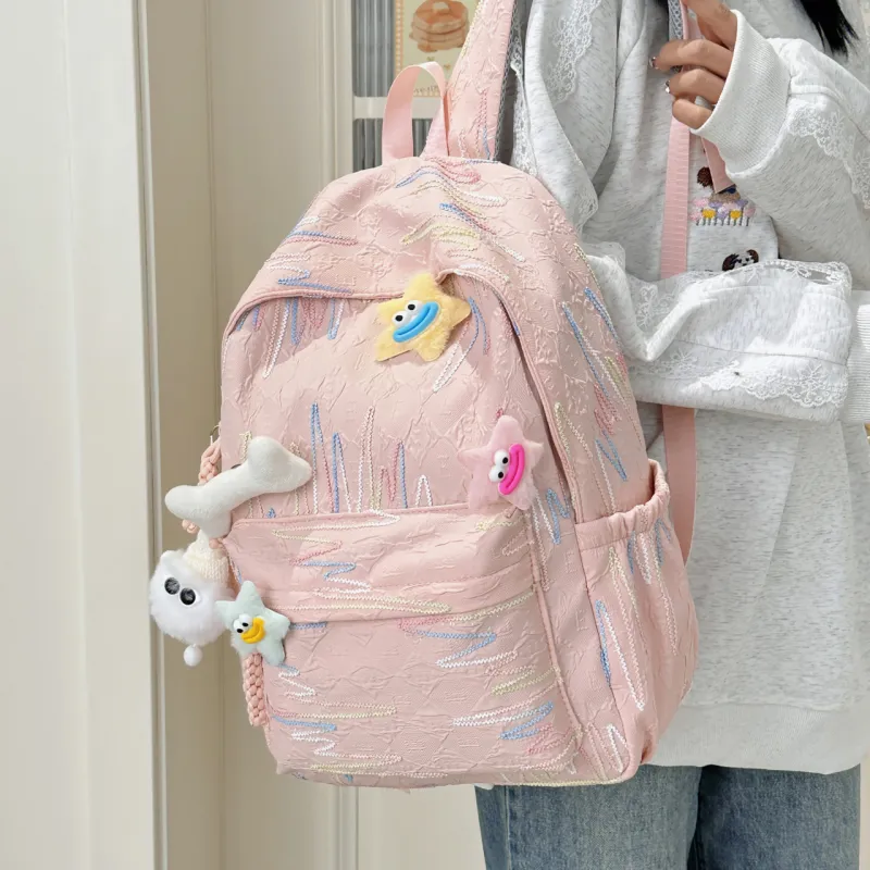 AIBAG Nylon Backpack Unisex White/Black/Yellow/Blue/Pink-26
