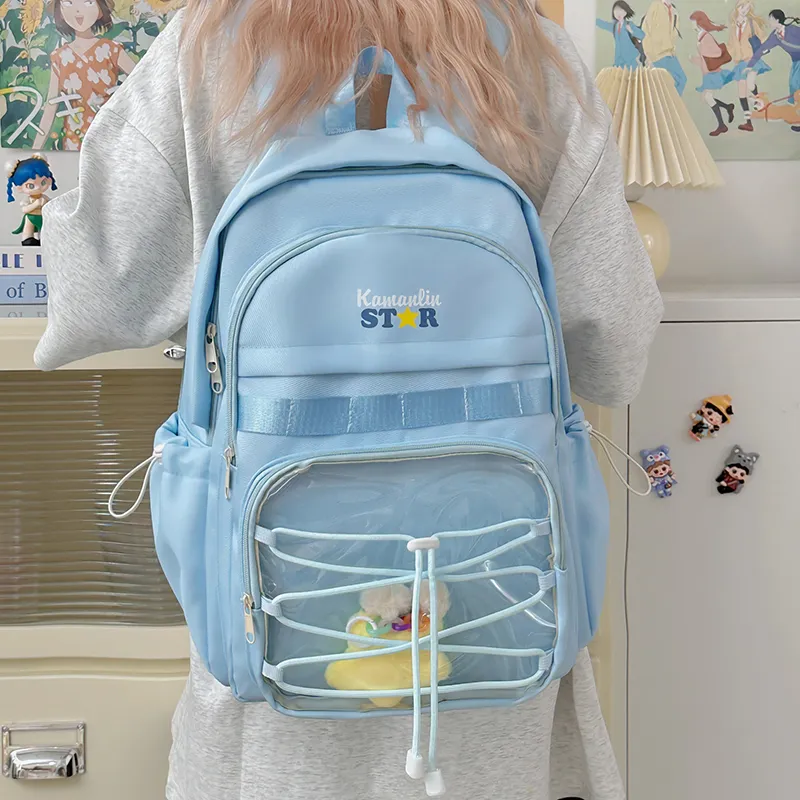 AIBAG Nylon Backpack Unisex Blue/Yellow/Black/White-3