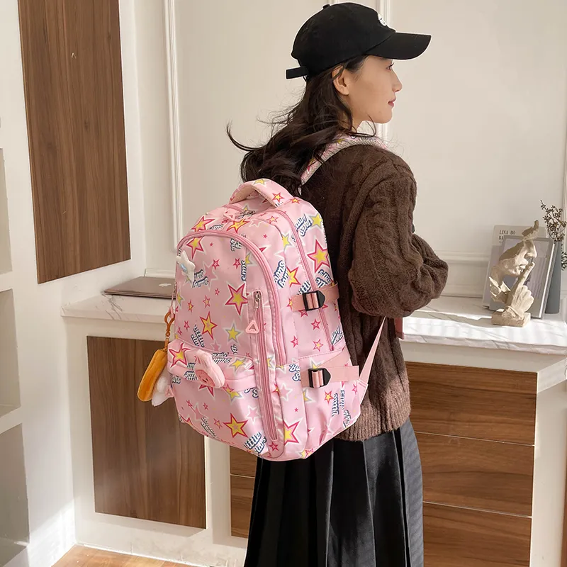 AIBAG Nylon Backpack Unisex White/black/pink/purple/blue-16