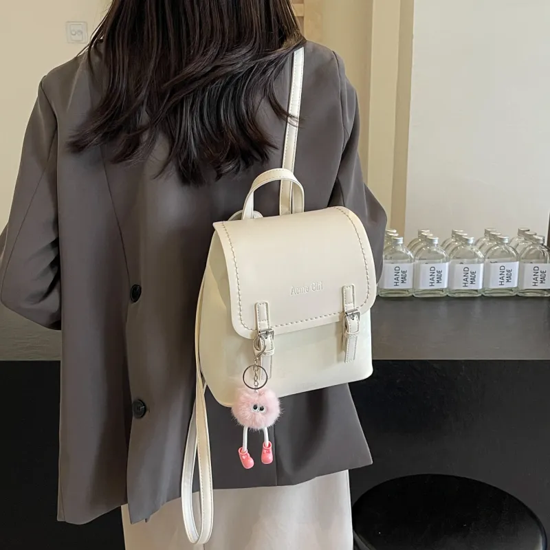 AIBAG PU Backpack Women's Pink/White/Blue/Black-12