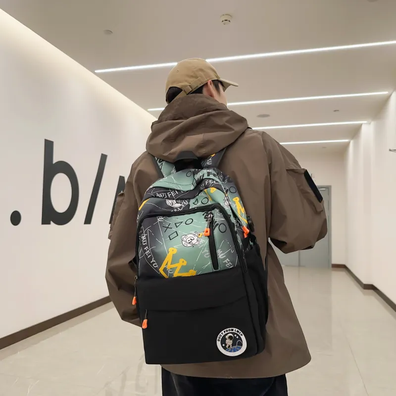 AIBAG Nylon Backpack Men's Gray/Green/Blue-9